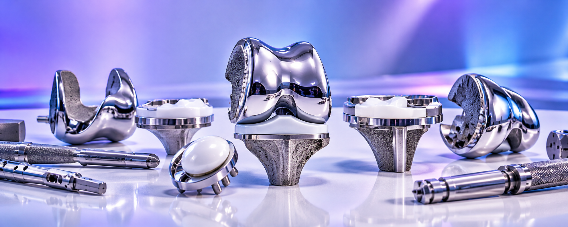Knee replacement implants and components